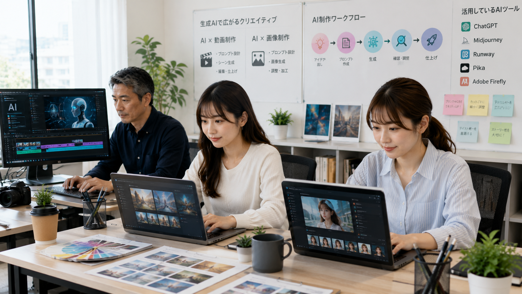 AIの速度 × 人の判断で、成果物の質を高める：「みらい」は“完全自動化”を売りにするのではなく、人が責任を持って選び、整える運用を重視します。AIは“候補を速く広く出す役割”　／　人は“正しさ・目的・価値を判断する役割”、この役割分担が、継続的に「みらい」を育てる品質管理サイクルになります。



